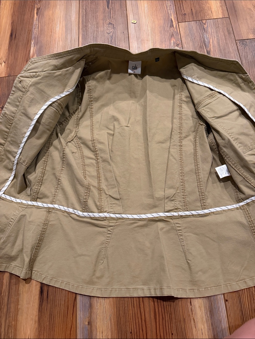 CAbi Camp Jacket #5477 Khaki Tan Utility Peplum Military Jacket M - Picture 8 of 10
